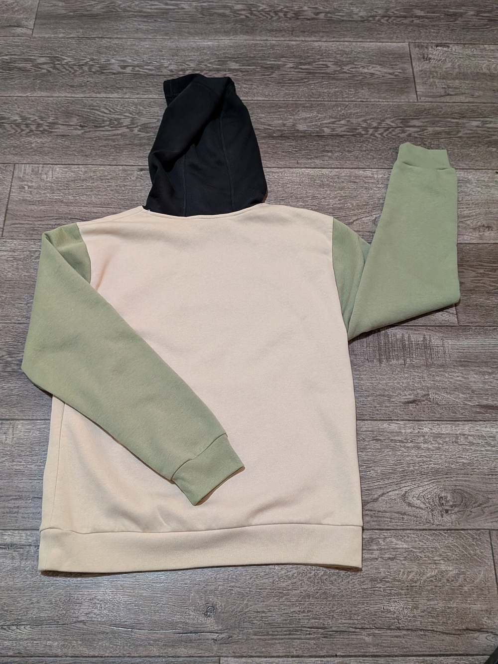 adidas Boys Youth Colorblock Fleece Pullover Hoodie Tan Green Black XL 18/20 - Picture 4 of 8